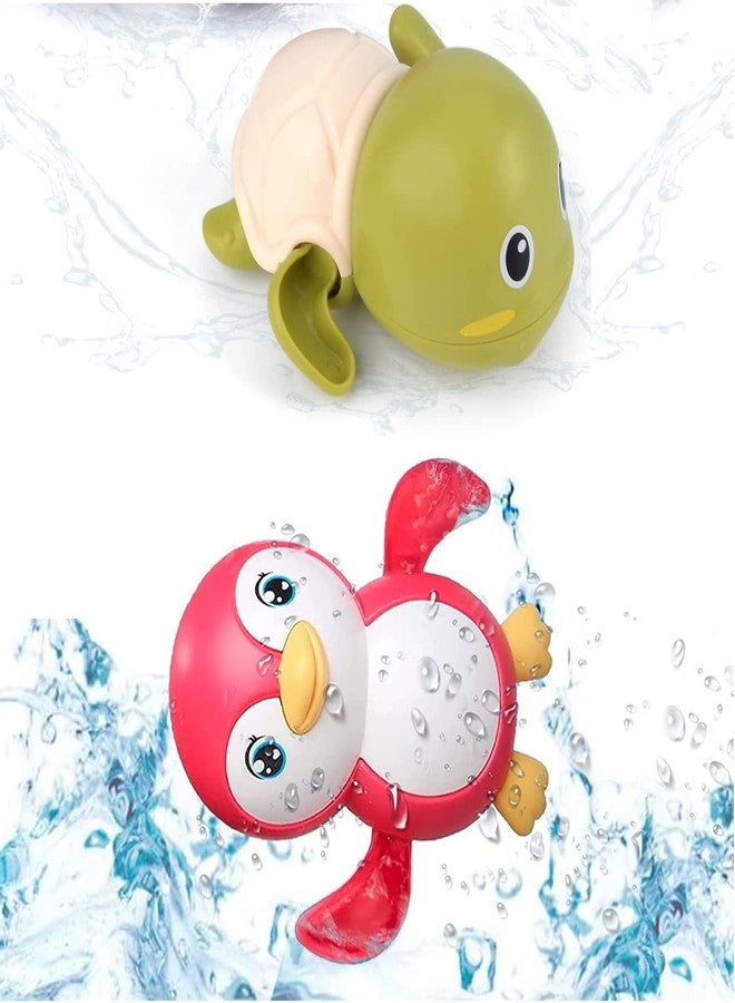 TECH LOGO ELECTRONICS 2 Pcs Swimming Penguin Turtle Bath Tub Toys for Baby Boys & Girls - Float on Water - Image 2